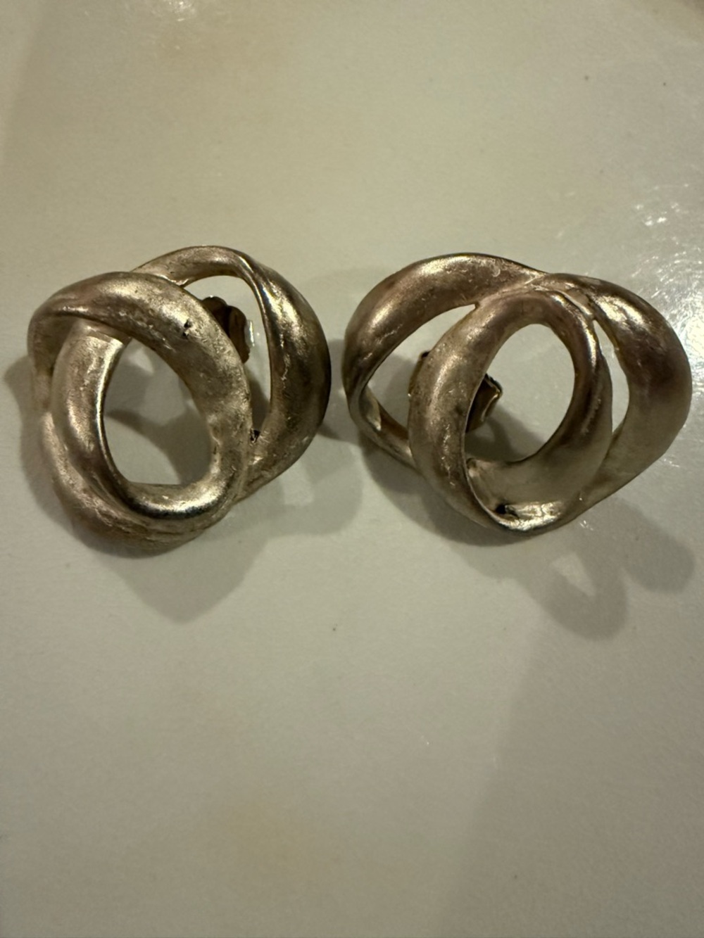 Vintage TAT Twisted Hoop Earrings in Silver Tone